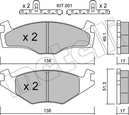 Metelli 22-0045-2K - Kit pastiglie freno, Freno a disco autozon.pro