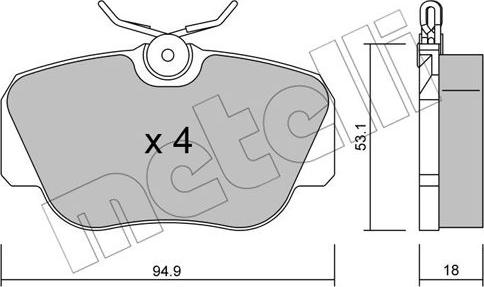 Metelli 22-0041-0 - Kit pastiglie freno, Freno a disco autozon.pro