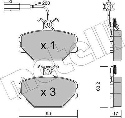 Metelli 22-0059-0 - Kit pastiglie freno, Freno a disco autozon.pro