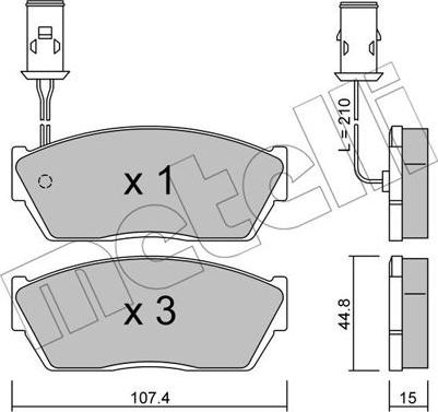 Metelli 22-0054-1 - Kit pastiglie freno, Freno a disco autozon.pro