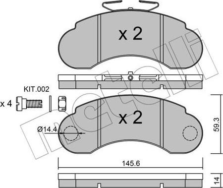 Metelli 22-0055-1 - Kit pastiglie freno, Freno a disco autozon.pro