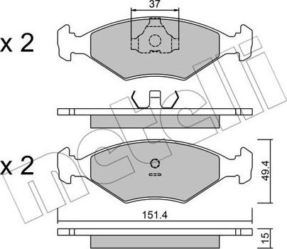 Metelli 22-0057-5 - Kit pastiglie freno, Freno a disco autozon.pro