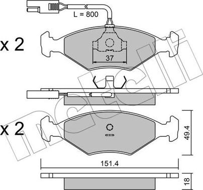 Metelli 22-0057-0 - Kit pastiglie freno, Freno a disco autozon.pro