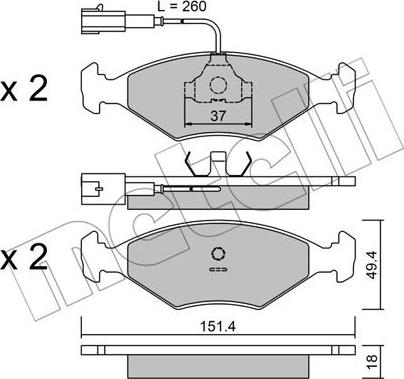 Metelli 22-0057-1 - Kit pastiglie freno, Freno a disco autozon.pro