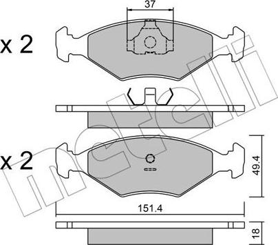 Metelli 22-0057-2 - Kit pastiglie freno, Freno a disco autozon.pro