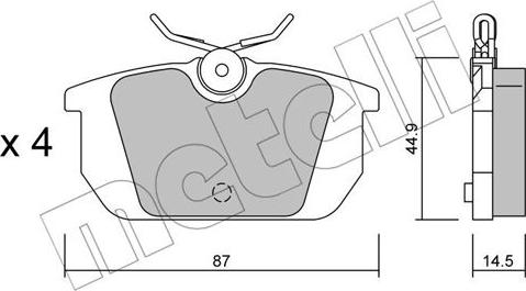 Metelli 22-0064-0 - Kit pastiglie freno, Freno a disco autozon.pro