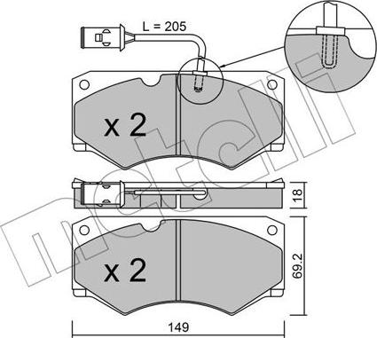 Metelli 22-0014-3 - Kit pastiglie freno, Freno a disco autozon.pro