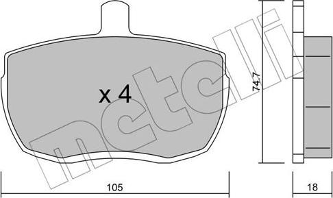 Metelli 22-0016-0 - Kit pastiglie freno, Freno a disco autozon.pro