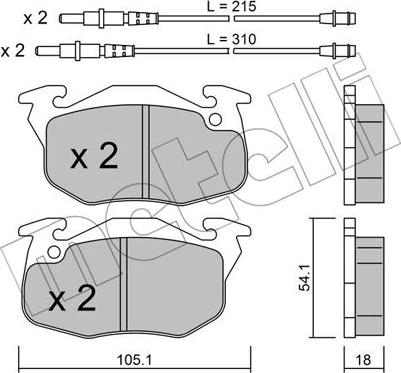 Metelli 22-0037-4 - Kit pastiglie freno, Freno a disco autozon.pro