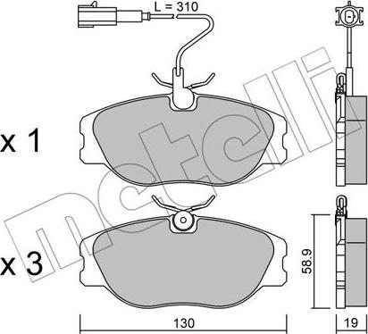 Metelli 22-0072-2 - Kit pastiglie freno, Freno a disco autozon.pro