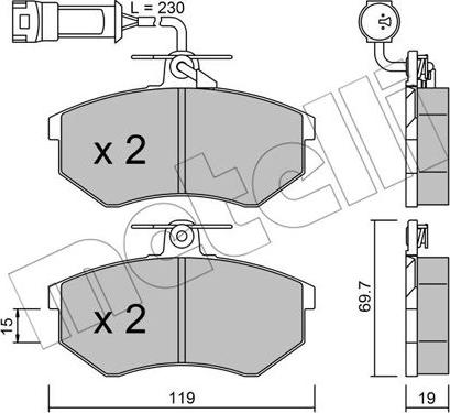 Metelli 22-0148-1 - Kit pastiglie freno, Freno a disco autozon.pro