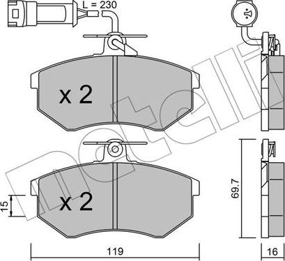 Metelli 22-0148-3 - Kit pastiglie freno, Freno a disco autozon.pro