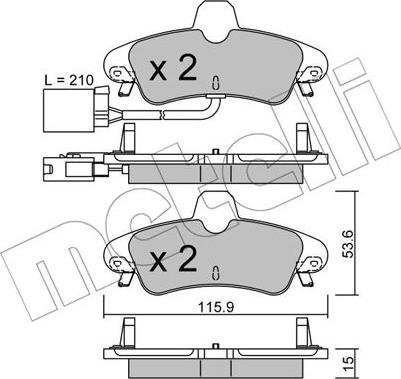 Metelli 22-0143-2 - Kit pastiglie freno, Freno a disco autozon.pro