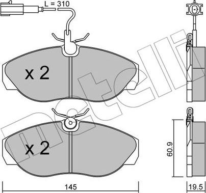 Metelli 22-0154-1 - Kit pastiglie freno, Freno a disco autozon.pro