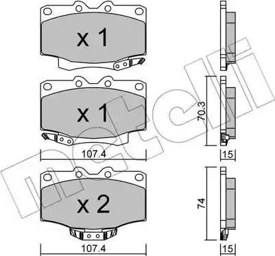 Metelli 22-0152-0 - Kit pastiglie freno, Freno a disco autozon.pro