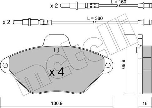 Metelli 22-0157-0 - Kit pastiglie freno, Freno a disco autozon.pro