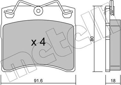 Metelli 22-0163-0 - Kit pastiglie freno, Freno a disco autozon.pro