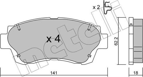 Metelli 22-0167-0 - Kit pastiglie freno, Freno a disco autozon.pro