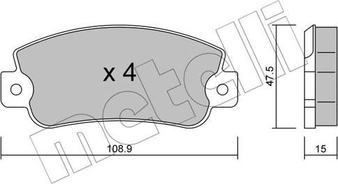 Metelli 22-0104-0 - Kit pastiglie freno, Freno a disco autozon.pro