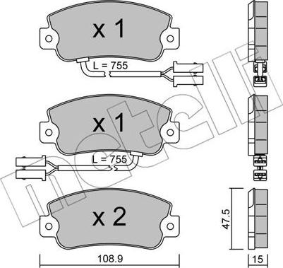 Metelli 22-0104-1 - Kit pastiglie freno, Freno a disco autozon.pro