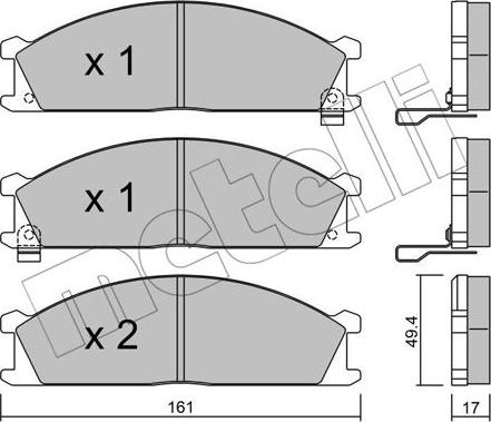 Metelli 22-0107-1 - Kit pastiglie freno, Freno a disco autozon.pro