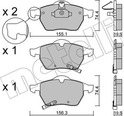 Metelli 22-0118-1 - Kit pastiglie freno, Freno a disco autozon.pro