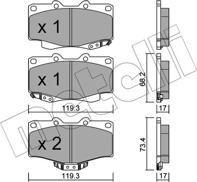 Metelli 22-0129-2 - Kit pastiglie freno, Freno a disco autozon.pro