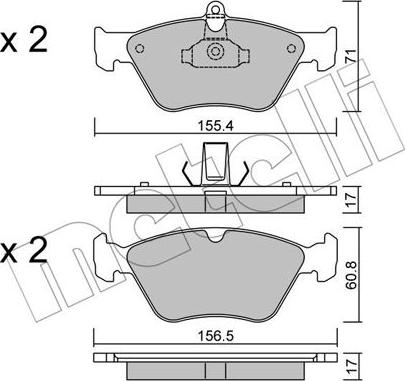 Metelli 22-0128-0 - Kit pastiglie freno, Freno a disco autozon.pro