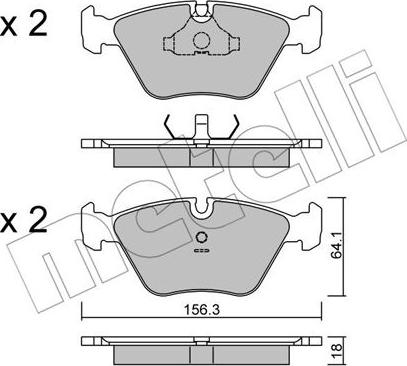 Metelli 22-0122-2 - Kit pastiglie freno, Freno a disco autozon.pro