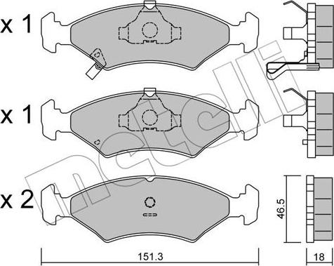 Metelli 22-0127-0 - Kit pastiglie freno, Freno a disco autozon.pro