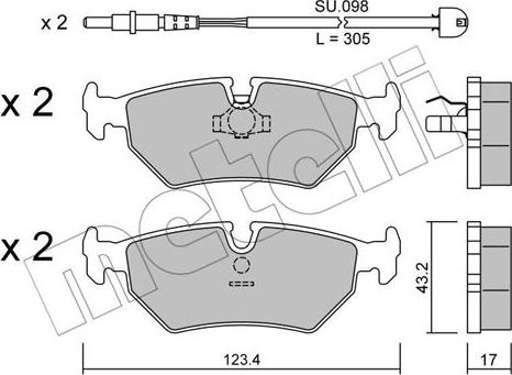 Metelli 22-0178-1K - Kit pastiglie freno, Freno a disco autozon.pro