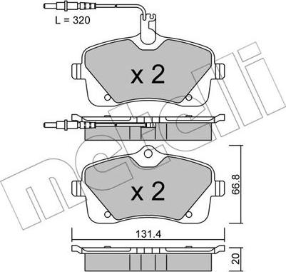 Metelli 22-0853-0 - Kit pastiglie freno, Freno a disco autozon.pro