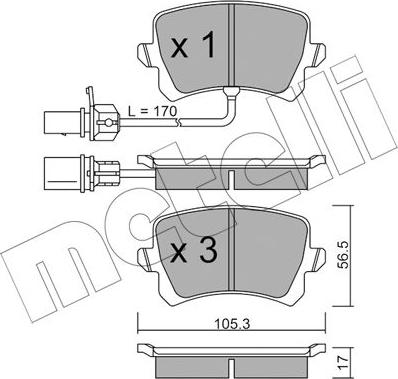 Metelli 22-0806-1 - Kit pastiglie freno, Freno a disco autozon.pro