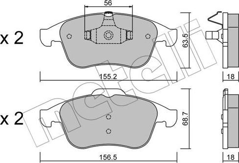 Metelli 22-0803-1 - Kit pastiglie freno, Freno a disco autozon.pro