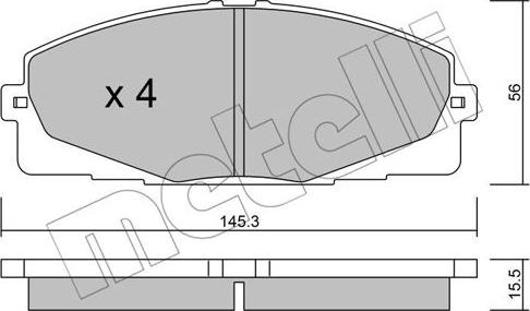 Metelli 22-0883-0 - Kit pastiglie freno, Freno a disco autozon.pro