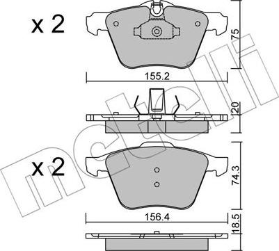 Metelli 22-0835-0 - Kit pastiglie freno, Freno a disco autozon.pro