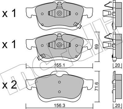 Metelli 22-0824-2 - Kit pastiglie freno, Freno a disco autozon.pro