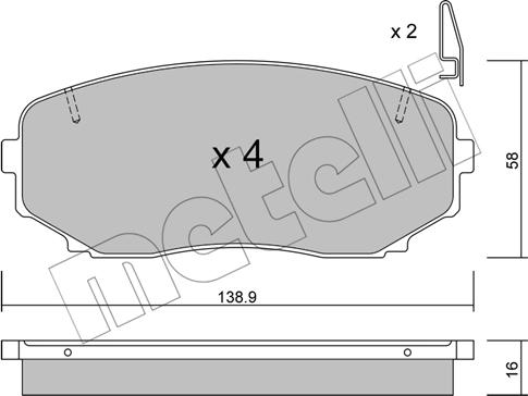 Metelli 22-0872-1 - Kit pastiglie freno, Freno a disco autozon.pro