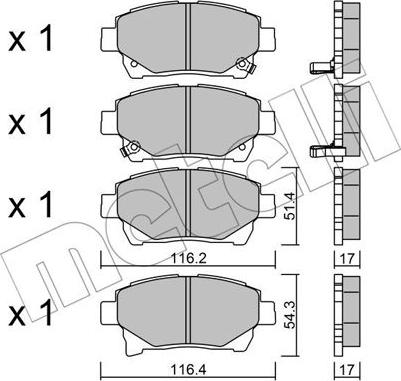 Metelli 22-0877-0 - Kit pastiglie freno, Freno a disco autozon.pro