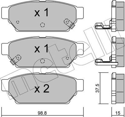 Metelli 22-0396-0 - Kit pastiglie freno, Freno a disco autozon.pro