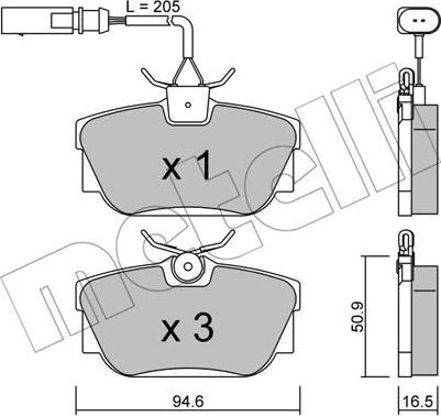 Metelli 22-0346-1 - Kit pastiglie freno, Freno a disco autozon.pro