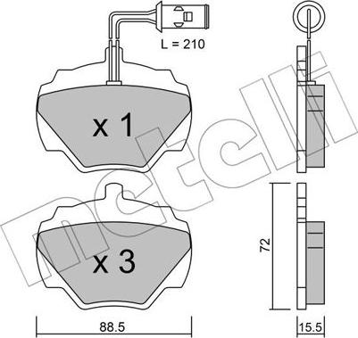 Metelli 22-0353-1 - Kit pastiglie freno, Freno a disco autozon.pro