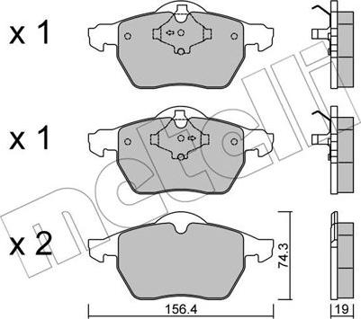 Metelli 22-0314-1 - Kit pastiglie freno, Freno a disco autozon.pro