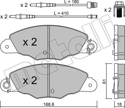 Metelli 22-0334-0 - Kit pastiglie freno, Freno a disco autozon.pro