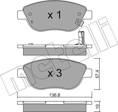 Metelli 22-0322-2 - Kit pastiglie freno, Freno a disco autozon.pro