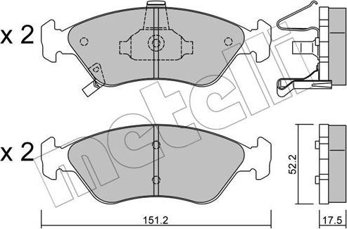 Metelli 22-0371-0 - Kit pastiglie freno, Freno a disco autozon.pro