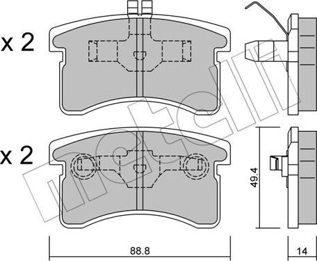 Metelli 22-0378-0 - Kit pastiglie freno, Freno a disco autozon.pro