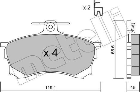 Metelli 22-0250-0 - Kit pastiglie freno, Freno a disco autozon.pro