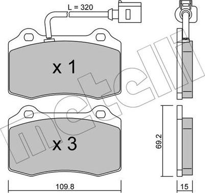 Metelli 22-0251-4 - Kit pastiglie freno, Freno a disco autozon.pro