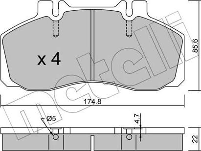 Metelli 22-0266-0 - Kit pastiglie freno, Freno a disco autozon.pro